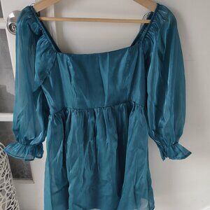 Thirty Thirty Teal Babydoll Dress Size Medium